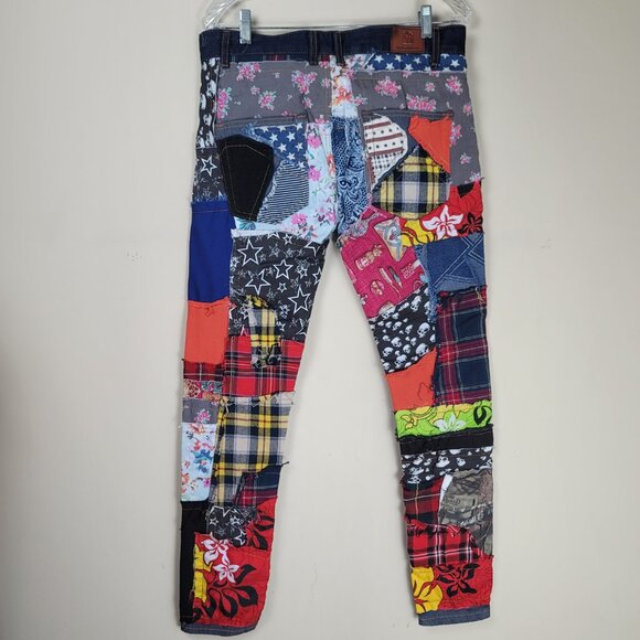 BiePa Patchwork Jeans Straight Leg Denim 34 Vintage Statement Piece 1971 - Picture 7 of 12